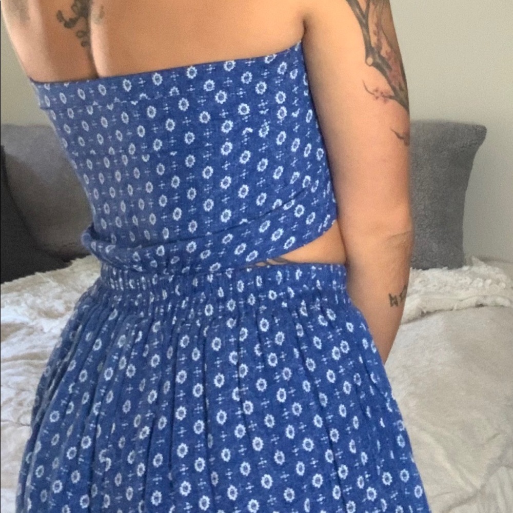 Tube top tie romper